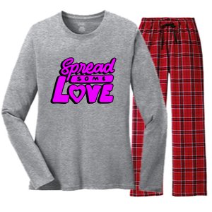 Spread Some Love Retro Women's Long Sleeve Flannel Pajama Set 