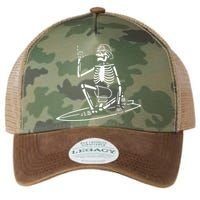 Skeleton Surfing Lazy Halloween Costume Skull Bones Surfer Legacy Tie Dye Trucker Hat