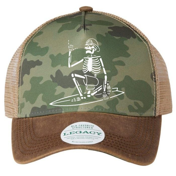 Skeleton Surfing Lazy Halloween Costume Skull Bones Surfer Legacy Tie Dye Trucker Hat