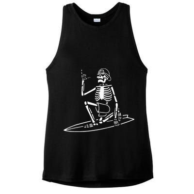 Skeleton Surfing Lazy Halloween Costume Skull Bones Surfer Ladies PosiCharge Tri-Blend Wicking Tank