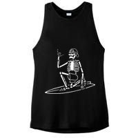 Skeleton Surfing Lazy Halloween Costume Skull Bones Surfer Ladies PosiCharge Tri-Blend Wicking Tank