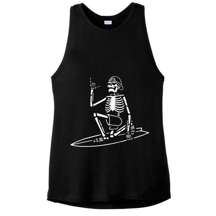 Skeleton Surfing Lazy Halloween Costume Skull Bones Surfer Ladies PosiCharge Tri-Blend Wicking Tank