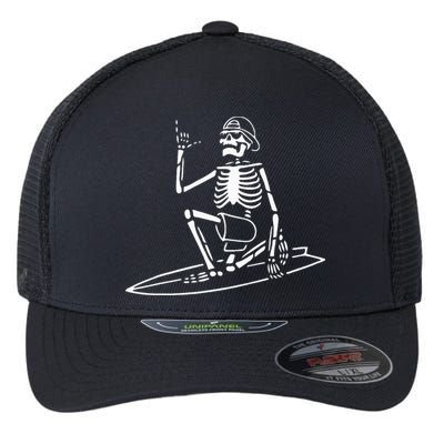 Skeleton Surfing Lazy Halloween Costume Skull Bones Surfer Flexfit Unipanel Trucker Cap