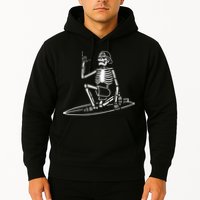 Skeleton Surfing Lazy Halloween Costume Skull Bones Surfer Hoodie