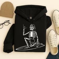 Skeleton Surfing Lazy Halloween Costume Skull Bones Surfer Hoodie