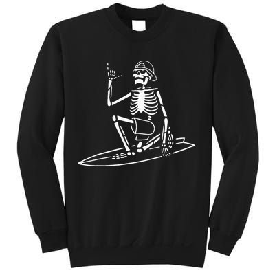 Skeleton Surfing Lazy Halloween Costume Skull Bones Surfer Sweatshirt