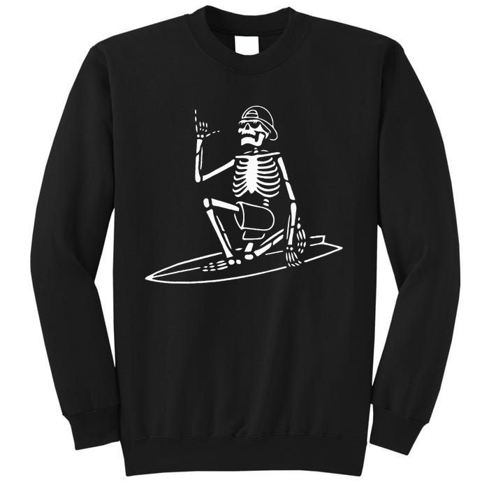 Skeleton Surfing Lazy Halloween Costume Skull Bones Surfer Sweatshirt