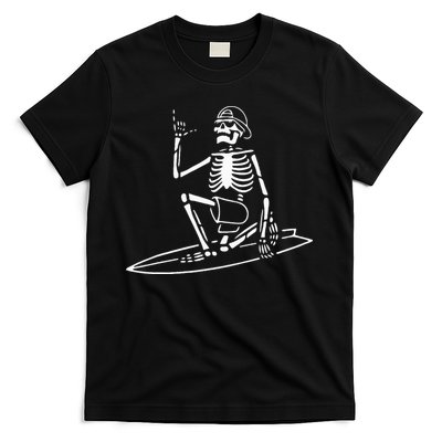 Skeleton Surfing Lazy Halloween Costume Skull Bones Surfer T-Shirt
