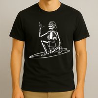 Skeleton Surfing Lazy Halloween Costume Skull Bones Surfer T-Shirt