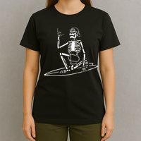 Skeleton Surfing Lazy Halloween Costume Skull Bones Surfer T-Shirt