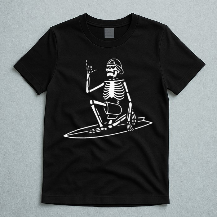 Skeleton Surfing Lazy Halloween Costume Skull Bones Surfer T-Shirt