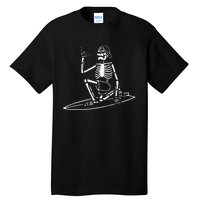 Skeleton Surfing Lazy Halloween Costume Skull Bones Surfer Tall T-Shirt