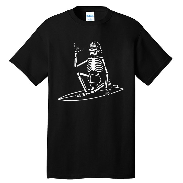 Skeleton Surfing Lazy Halloween Costume Skull Bones Surfer Tall T-Shirt