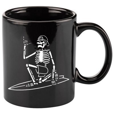 Skeleton Surfing Lazy Halloween Costume Skull Bones Surfer 11oz C Handle Ceramic Mug