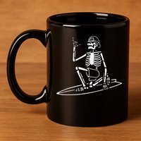 Skeleton Surfing Lazy Halloween Costume Skull Bones Surfer 11oz C Handle Ceramic Mug