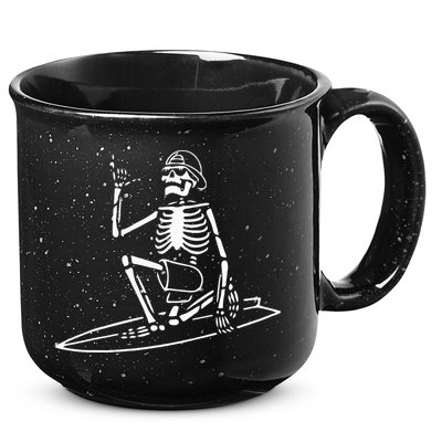 Skeleton Surfing Lazy Halloween Costume Skull Bones Surfer 15oz Campfire Ceramic Mug