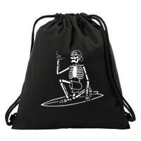 Skeleton Surfing Lazy Halloween Costume Skull Bones Surfer Drawstring Bag