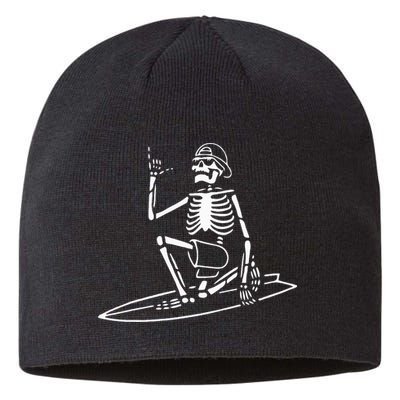 Skeleton Surfing Lazy Halloween Costume Skull Bones Surfer Sustainable Beanie