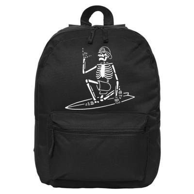 Skeleton Surfing Lazy Halloween Costume Skull Bones Surfer 16 in Basic Backpack
