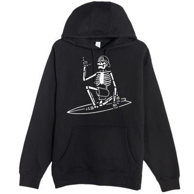 Skeleton Surfing Lazy Halloween Costume Skull Bones Surfer Premium Pullover Hoodie