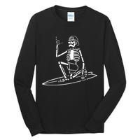 Skeleton Surfing Lazy Halloween Costume Skull Bones Surfer Tall Long Sleeve T-Shirt