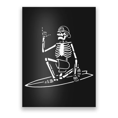 Skeleton Surfing Lazy Halloween Costume Skull Bones Surfer Poster