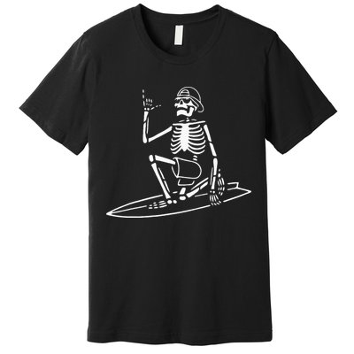 Skeleton Surfing Lazy Halloween Costume Skull Bones Surfer Premium T-Shirt