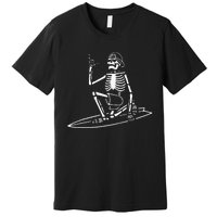 Skeleton Surfing Lazy Halloween Costume Skull Bones Surfer Premium T-Shirt