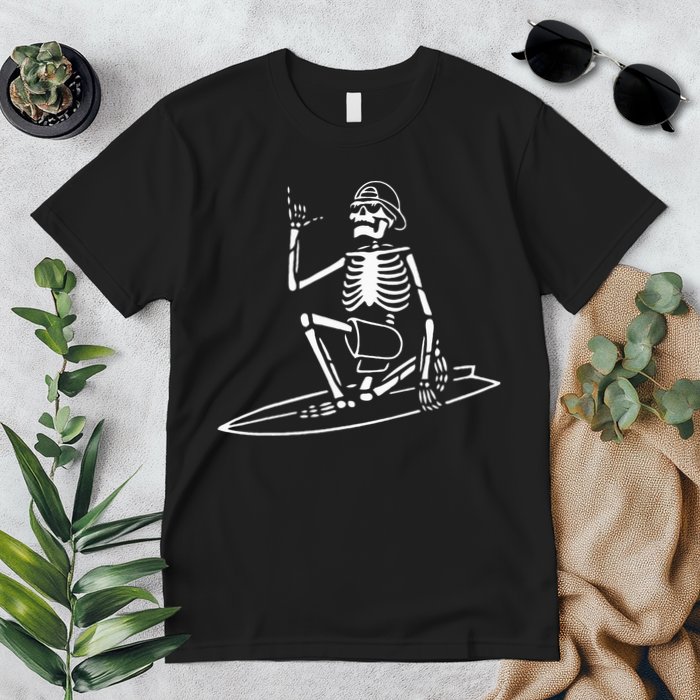 Skeleton Surfing Lazy Halloween Costume Skull Bones Surfer Premium T-Shirt