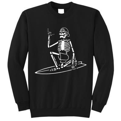 Skeleton Surfing Lazy Halloween Costume Skull Bones Surfer Tall Sweatshirt