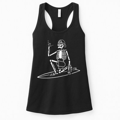 Skeleton Surfing Lazy Halloween Costume Skull Bones Surfer Womens Tank Top