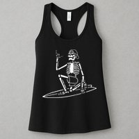 Skeleton Surfing Lazy Halloween Costume Skull Bones Surfer Womens Tank Top