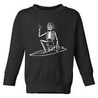 Skeleton Surfing Lazy Halloween Costume Skull Bones Surfer Toddler Sweatshirt