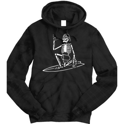 Skeleton Surfing Lazy Halloween Costume Skull Bones Surfer Tie Dye Hoodie