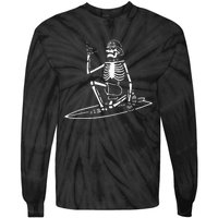 Skeleton Surfing Lazy Halloween Costume Skull Bones Surfer Tie-Dye Long Sleeve Shirt