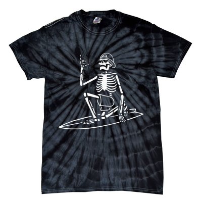 Skeleton Surfing Lazy Halloween Costume Skull Bones Surfer Tie-Dye T-Shirt
