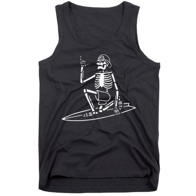 Skeleton Surfing Lazy Halloween Costume Skull Bones Surfer Tank Top
