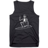 Skeleton Surfing Lazy Halloween Costume Skull Bones Surfer Tank Top