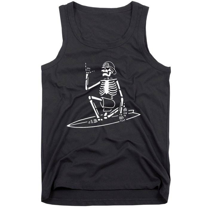 Skeleton Surfing Lazy Halloween Costume Skull Bones Surfer Tank Top