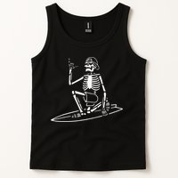Skeleton Surfing Lazy Halloween Costume Skull Bones Surfer Tank Top