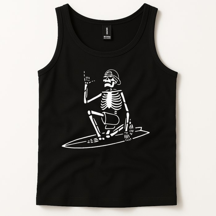 Skeleton Surfing Lazy Halloween Costume Skull Bones Surfer Tank Top