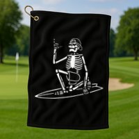 Skeleton Surfing Lazy Halloween Costume Skull Bones Surfer Golf Towel