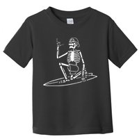 Skeleton Surfing Lazy Halloween Costume Skull Bones Surfer Toddler T-Shirt