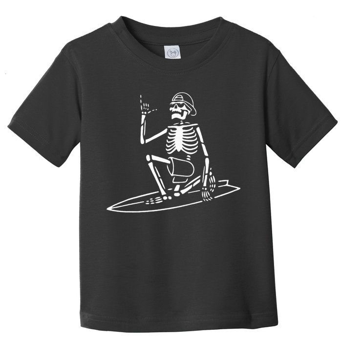 Skeleton Surfing Lazy Halloween Costume Skull Bones Surfer Toddler T-Shirt