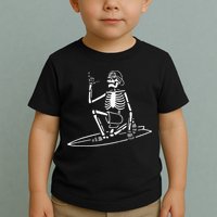 Skeleton Surfing Lazy Halloween Costume Skull Bones Surfer Toddler T-Shirt