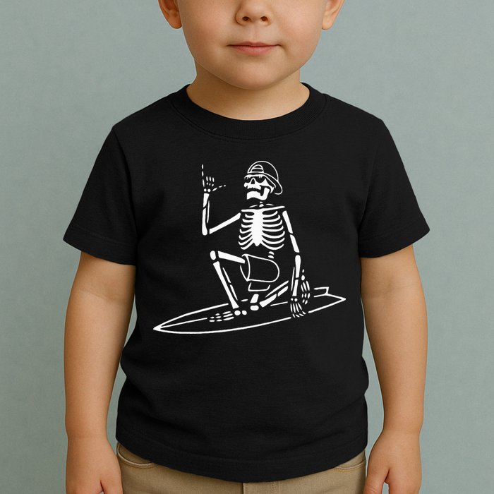Skeleton Surfing Lazy Halloween Costume Skull Bones Surfer Toddler T-Shirt