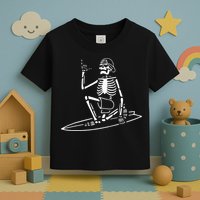Skeleton Surfing Lazy Halloween Costume Skull Bones Surfer Toddler T-Shirt