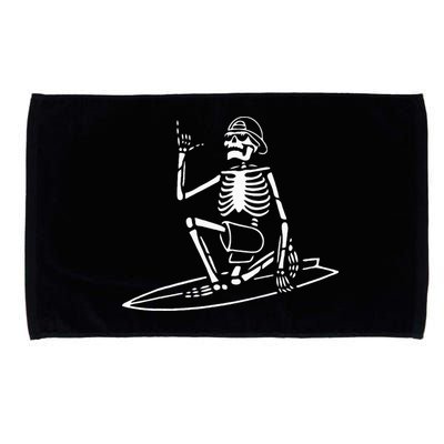 Skeleton Surfing Lazy Halloween Costume Skull Bones Surfer Microfiber Hand Towel
