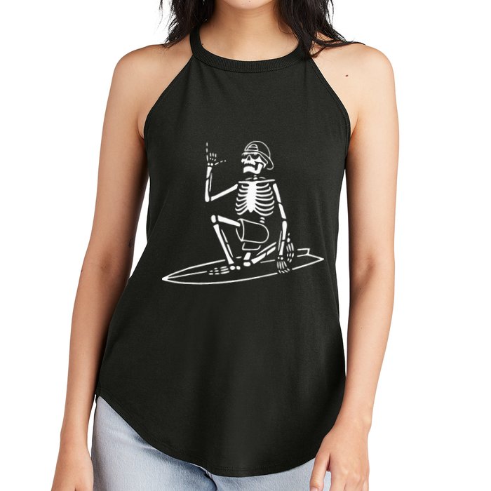 Skeleton Surfing Lazy Halloween Costume Skull Bones Surfer Women's Perfect Tri Rocker Tank