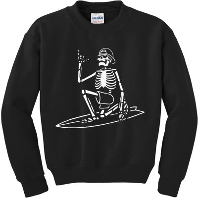 Skeleton Surfing Lazy Halloween Costume Skull Bones Surfer Kids Sweatshirt